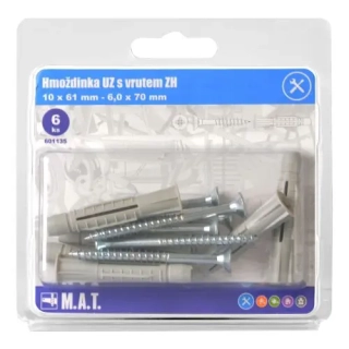 MT hmoždinka UZ pr.10mm s vrutem ZH ZB (6ks)