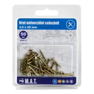 MT vrut un.celozávit 3,0x 20mm ZZ (50ks)