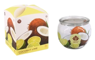 MT svíčka vonná sklo KOKOS & LIMETKA 90g (hoří 22hod)
