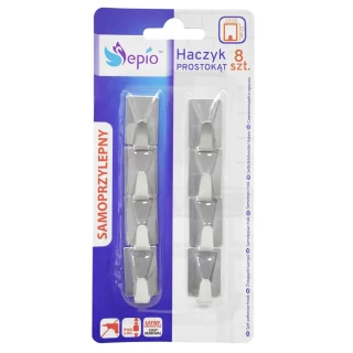 MT háček hranatý samolepicí nerez (8ks)