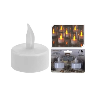 MT svíčka čajová LED pr.3,5cm BÍ (2ks) s bateriemi, časovačem