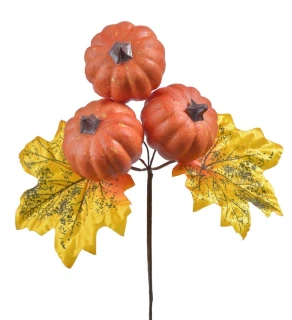 Canea Zápich podzim s 3 dýněmi a 2 listy, dl. 22 cm